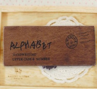 Korean exquisite retro wooden box set of English letter and number symbol stamps, wooden lock, gift box stamps, and handbook stamps Specification image