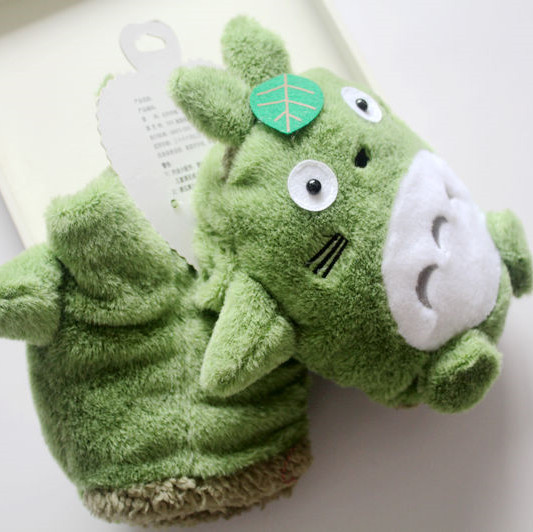 Winter Christmas special super cute Totoro warm gloves women's plush Korean version of the cartoon with half finger hand cover details Picture