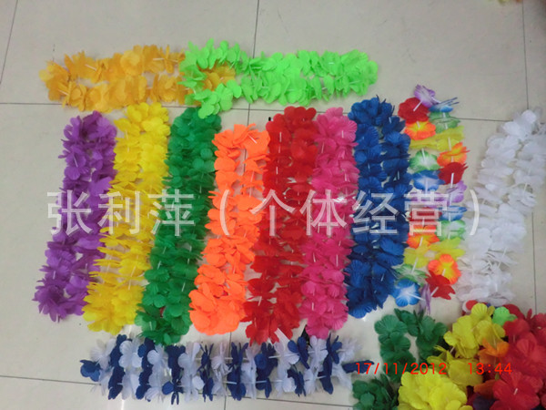 供应化妆舞会草裙夏威夷草裙胸花环头环 手环加密胸环细节图