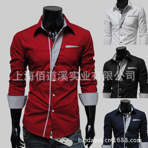 In-stock shirts, work clothes, long-sleeved professional men's solid-color regular collar shirts and work clothes can be embroidered and printed with logos details Picture