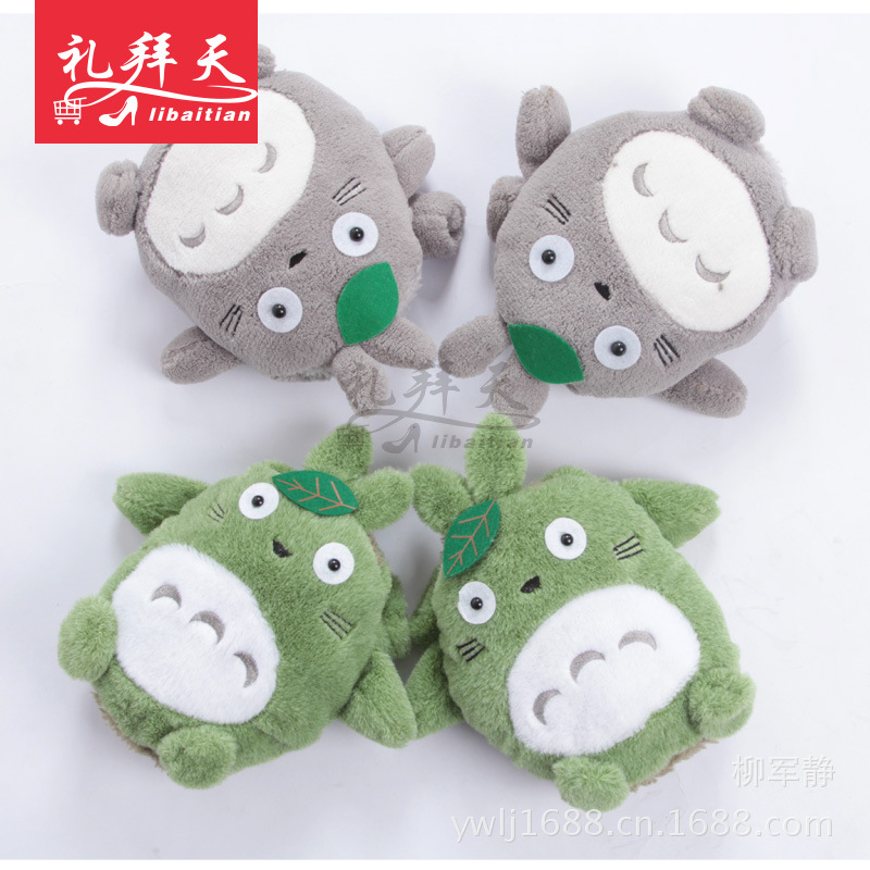 Winter Christmas special super cute Totoro warm gloves women's plush Korean version of the cartoon with half finger hand cover Specification drawing