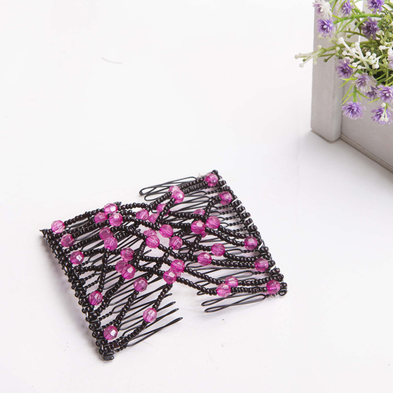 Cross-border interlocking hair combs for women, European style, fashionable pearl acrylic hair combs, new beaded and versatile hair styling equipment in stock for wholesale