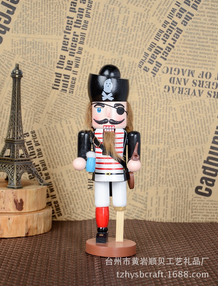 25CM new puppet decorative piece, pirate captain, Navy Nutcracker puppet, soldier decoration Specification image