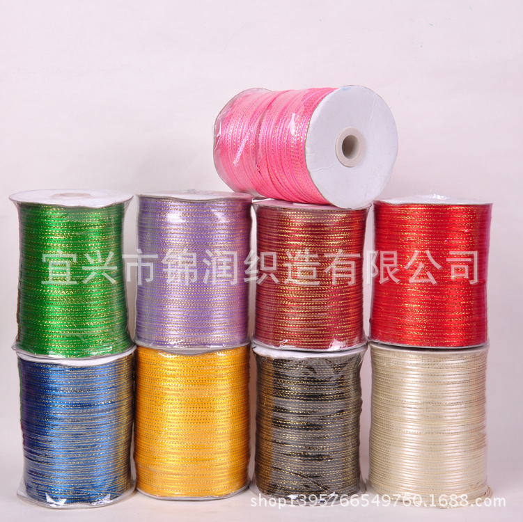 Textile tape 1 inch (0.3cm) gold edge satin ribbon multi-color manufacturer supplies woven tape gold edge satin ribbon 880 yards per tube details Picture