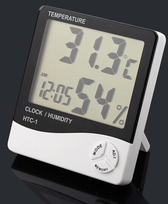 HTC-1大屏幕家用温度计温湿度计高精度室内电子温度计带电子闹钟详情图2