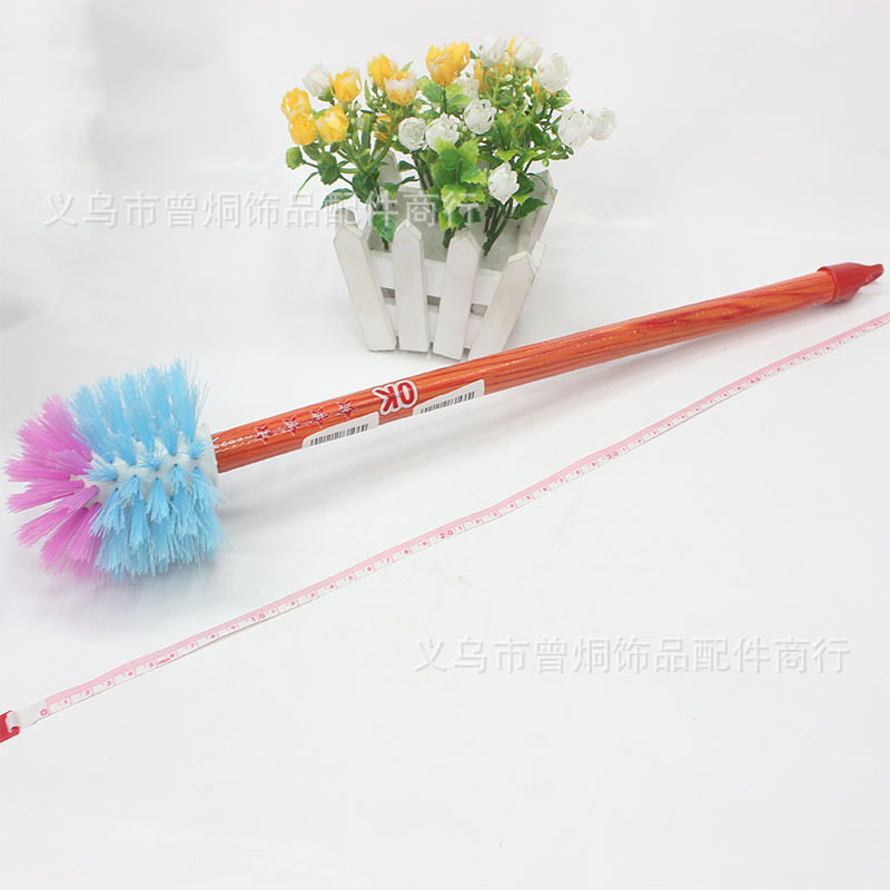 Long wooden handle round toilet brush, sanitary brush, bathroom cleaning brush, two-yuan store supply, street stall, street stall, street stall Specification image