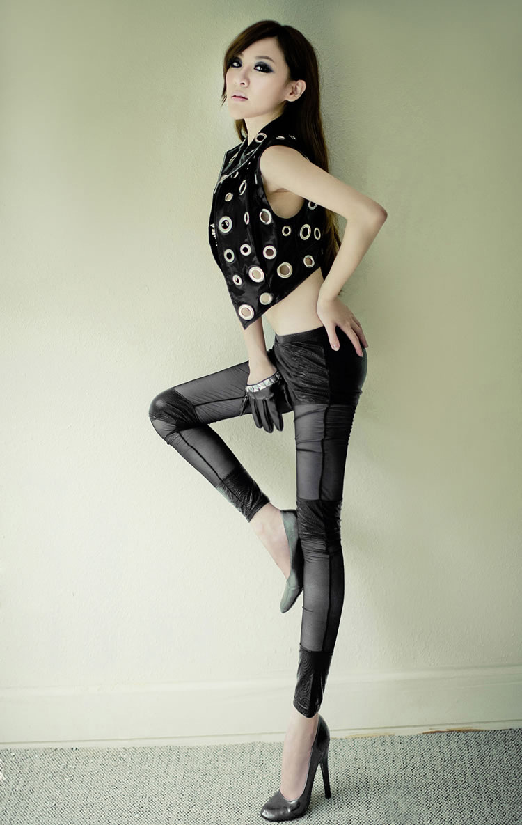 New 2020 Costume Club Dj Bar Female Singer Jazz Stage Pu Leather Top Small Vest Item Picture