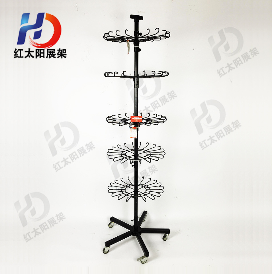 Red Sun Net Piece 2019 New Five-Legged Semi-Anti-Theft Five-Layer Light Rotating Shelf Anti-Theft Shelf details Picture