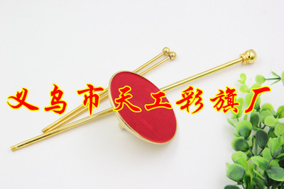 Custom-made round imitation gold double-pole table flag stand, stainless steel hand-cranked flag pole, bicycle head flag pole Specification image