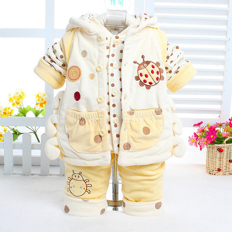 2019 New children's and infants' crystal fleece cotton vest Baby set, three-piece set