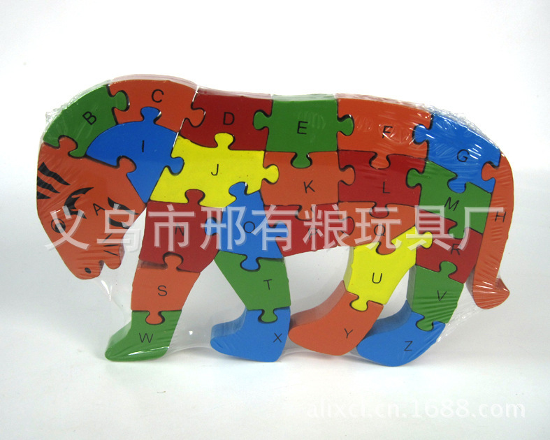 Cartoon animal intelligence jigsaw puzzle, wooden jigsaw puzzle board, letter jigsaw piece, number jigsaw board, small technology project details Picture