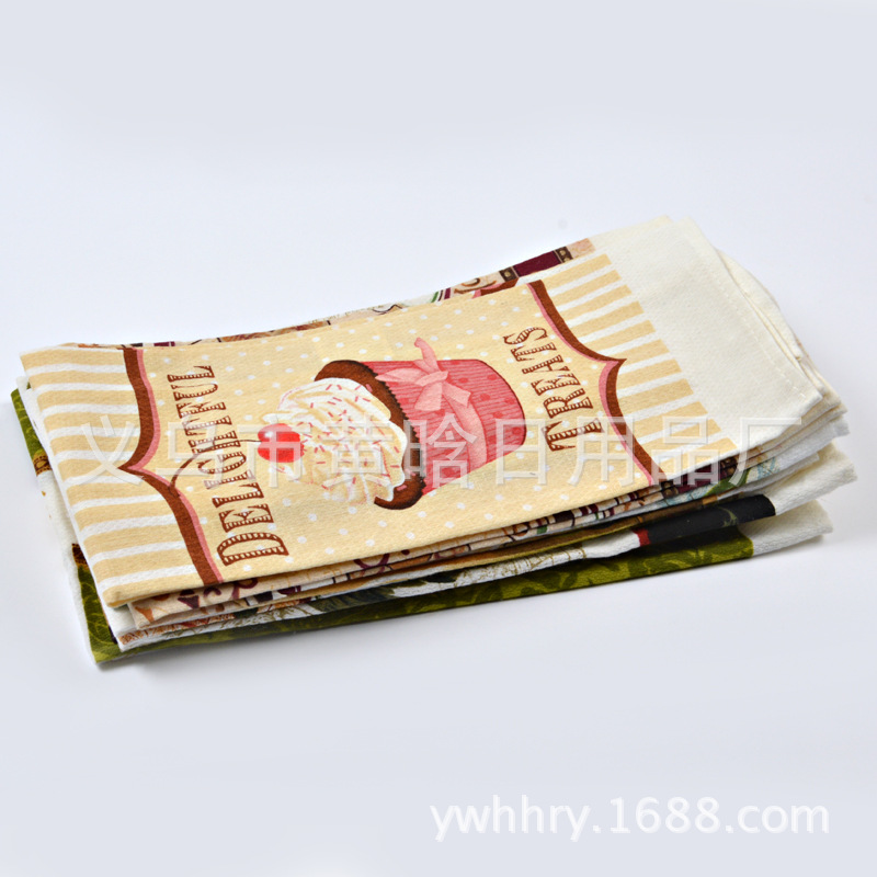 【 Chi Jia 】 Fashionable European and American style kitchen printed absorbent cleaning cloths, dishcloths, household cleaning wipes details Picture