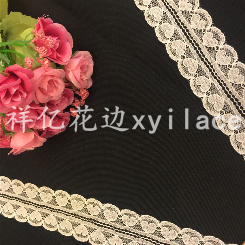 Factory direct sales of non-elastic lace, diy handmade clothing accessories, heart-shaped lace, double-sided