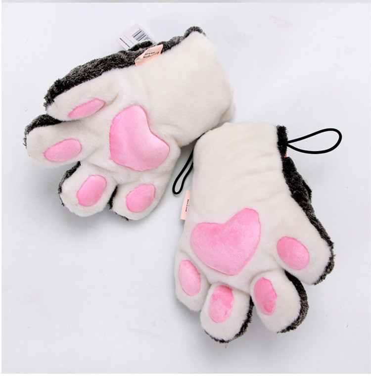 Husky cartoon gloves, cute claw-shaped hand puppets, plush dolls, thickened warm gloves, large size Specification image