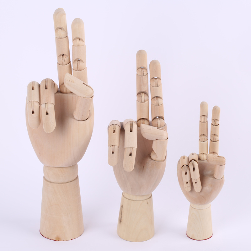 7寸8寸10寸12寸木手模型全实木关节手女木人手漫画木手木手模型