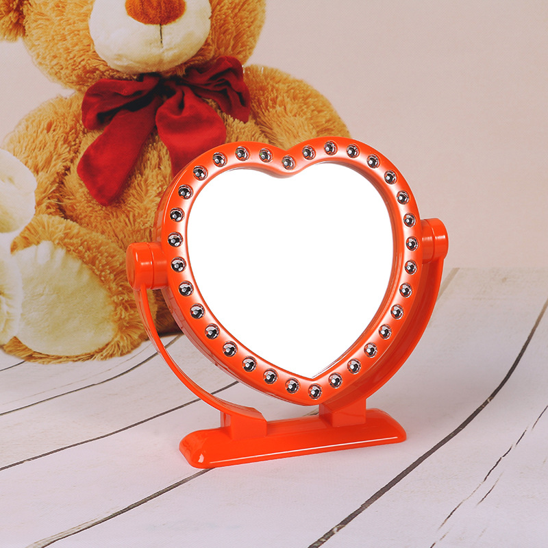 Factory Direct Sales Of High Quality Plastic Desktop Folding Double-Sided Makeup Mirror Creative Heart With Brick Table Mirror Wholesale Makeup Mirror Makeup Mirror Specification drawing