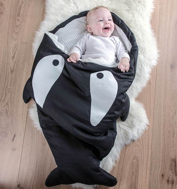 加厚里外纯棉婴儿鲨鱼睡袋 小孩婴幼儿童睡袋宝宝防踢被子图