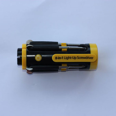 Factory direct supply eight-in-one multi-functional manual screwdriver set, six-lamp tool screwdriver combination