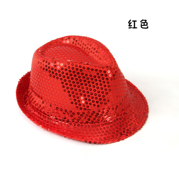 魔术表演帽大人儿童通用时尚礼帽银色亮片爵士帽舞台魔术帽子批发详情24