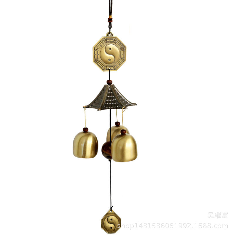 Copper wind chime hanging door decoration, pure copper bell bagua metal wind chime hanging piece