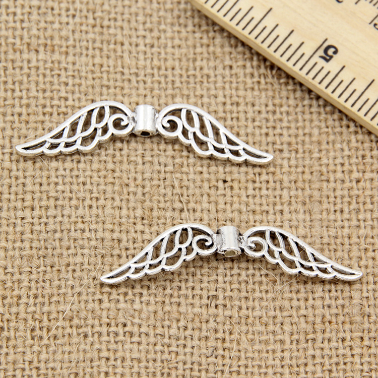 DIY jewelry accessory manufacturer wholesale imitation silver alloy angel wings Specification image