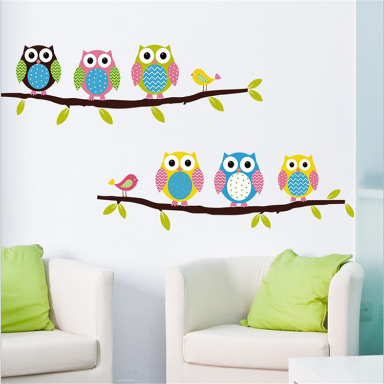 Wholesale Creative wall stickers pvc cartoon children's room bedroom background decorative wall stickers painting cute owl 1403 details Picture