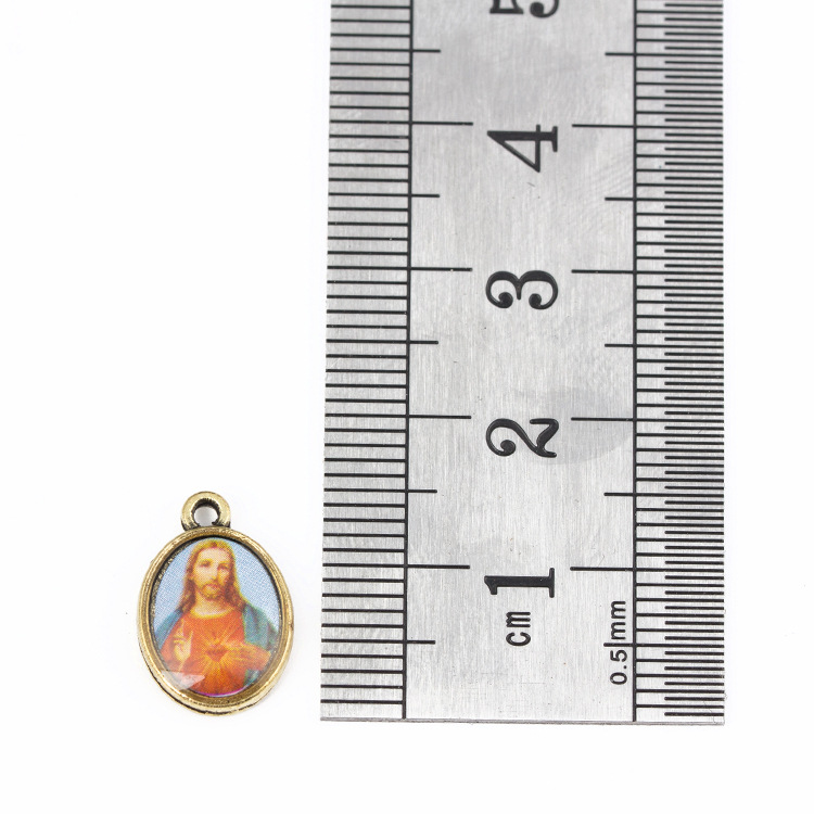 Vintage Bronze Oval Jesus Diy Drop Glue-Gold Necklaces External Pendants Religious Jewelry Accessories Wholesale details Picture