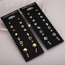 k5 European and American trend exquisite fashion accessories 9 pairs of combination earrings Black card set earrings earrings