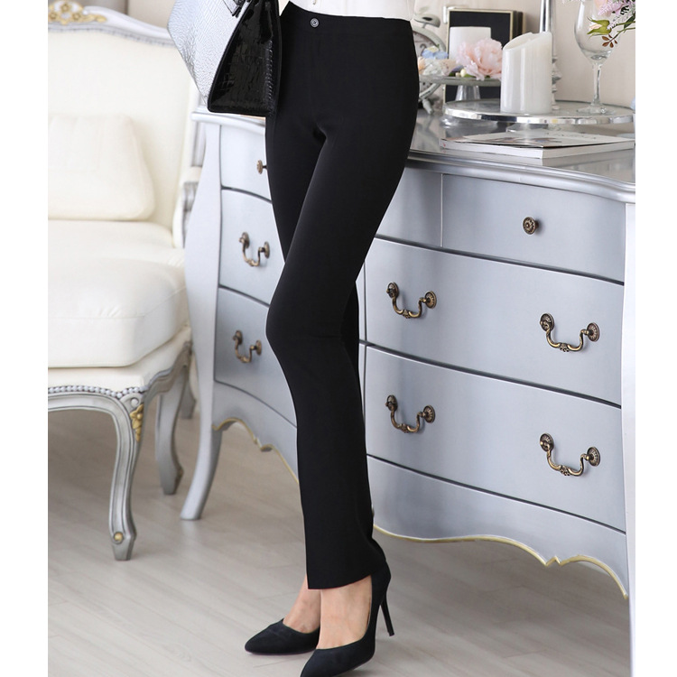 Spring/Autumn 2023 women's professional dress pants, casual long pants, slim-fit black women's pants, fashionable plus-size women's clothing, Korean style details Picture
