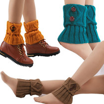 2020 button stocking cover women's knitted leg cover wool boot cover loose short foot cover warm flip shoe cover warm foot cover