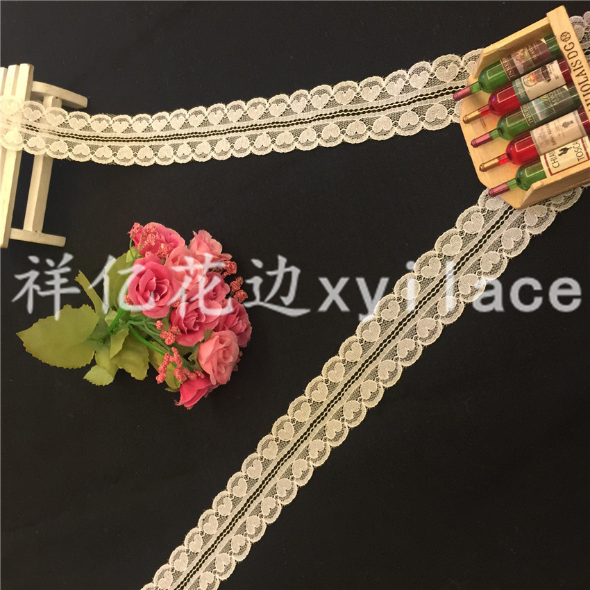 Factory direct sales of non-elastic lace, diy handmade clothing accessories, heart-shaped lace, double-sided Specification image