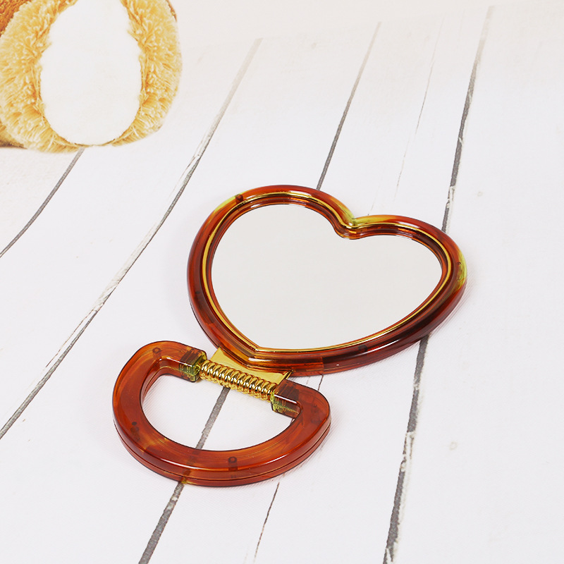 Supply Creative Heart-Shaped Two-Color Double-Sided Mirror Hanging Table Coffee Plastic Vanity Mirror Makeup Mirror Wholesale Makeup Mirror Makeup Mirror Specification drawing