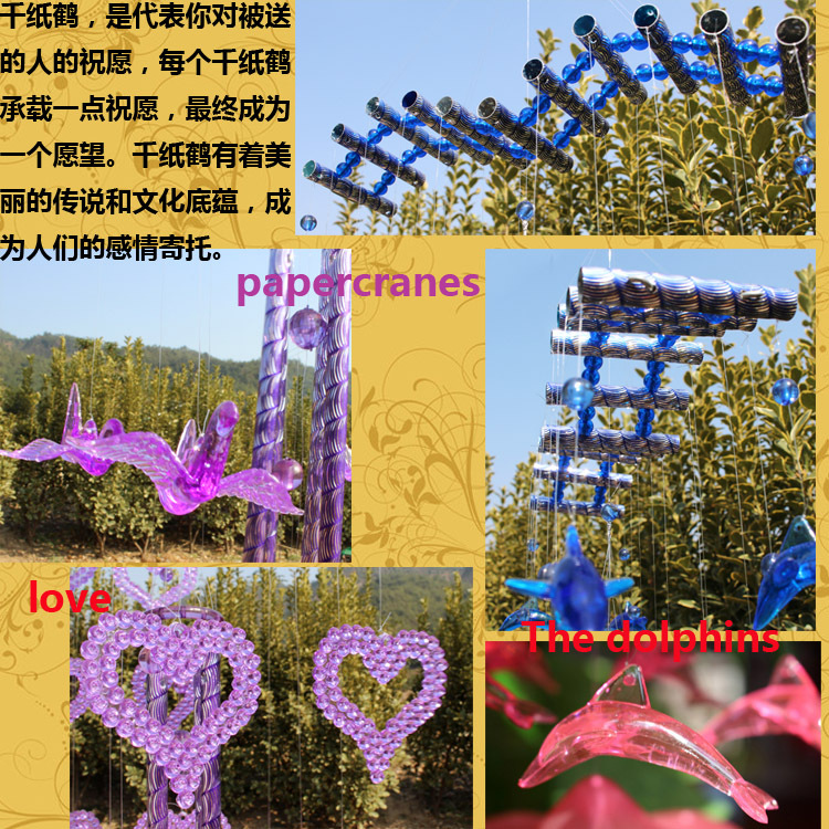 Creative Heart Thousand Paper Cranes Wind Chimes Hanging Decoration Door Decoration Student Craft Gift Gift Home Decoration Pendant Cross-Border Application Scenario