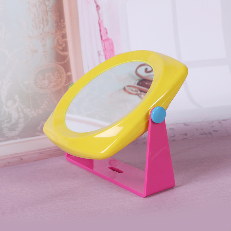Hot Korean Two-Color Table Mirror Creative Cute Mini Desktop Mirror High-Grade Plastic Rotating Makeup Mirror Makeup Mirror Makeup Mirror Makeup Mirror Specification drawing