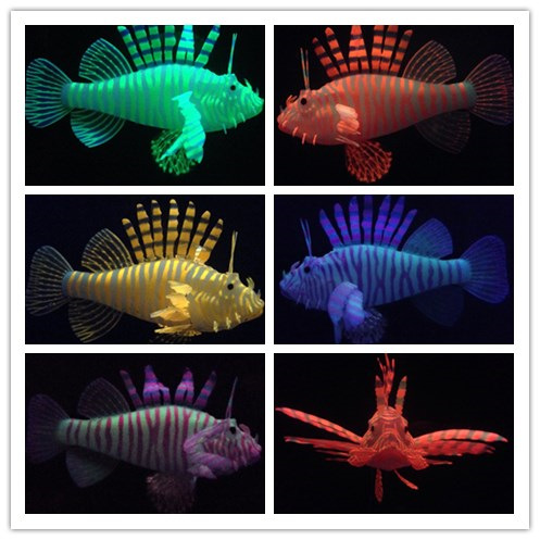水族鱼缸仿真水母6色仿真狮子鱼高级出口荧光狮子鱼鱼缸造景装饰