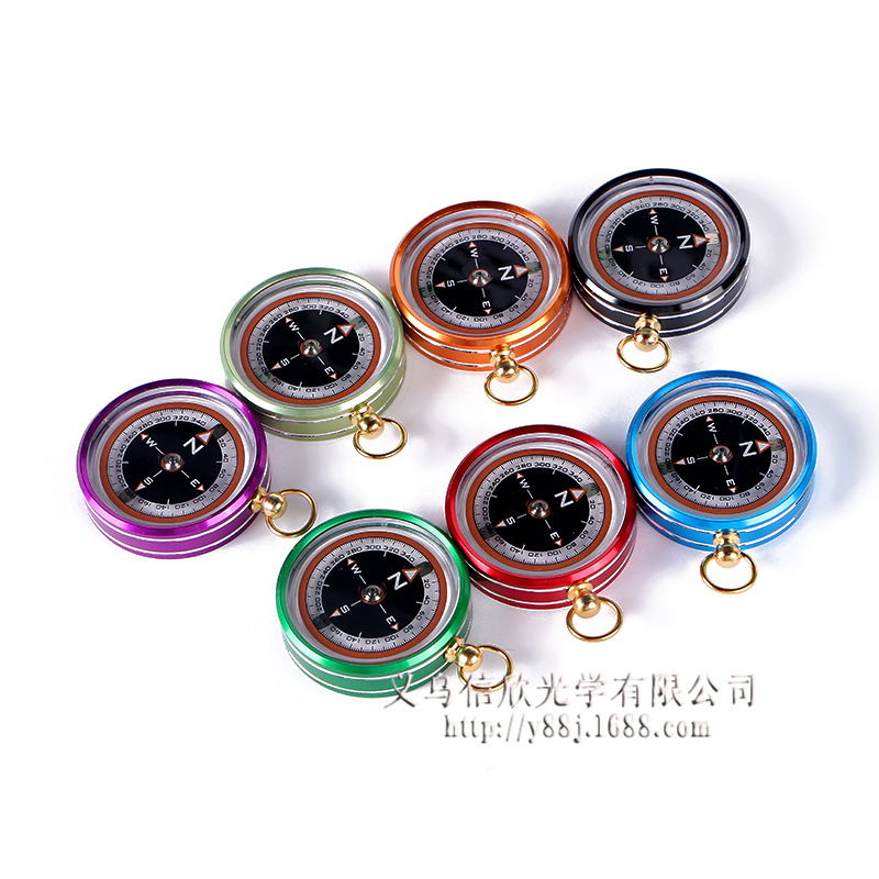 Outdoor metal compass, new creative candy-colored seven-color aluminum alloy compass, wholesale compass
