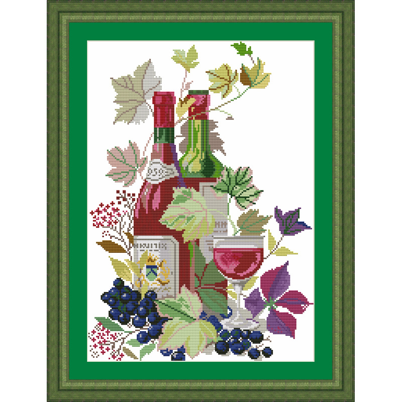 New diy cross-stitch factory for living rooms, fabric handicraft materials, a cup of wine life 0504