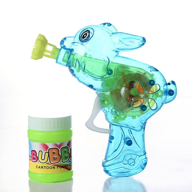 Cross-Border Stalls Night Market Supply Children Holding Cute Rabbit Transparent Light Bubble Gun Summer Outdoor Toys Application Scenario