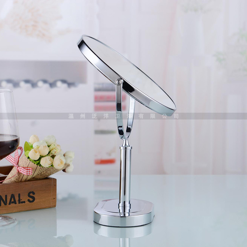 五金梳妆镜 三倍放大台式双面美容镜 立式化妆台式双面镜子详情图2