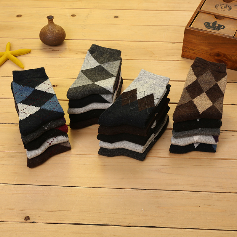 Five Pairs Of Autumn And Winter Men Rabbit Wool Socks Thick Warm Jacquard Solid Color Business Cotton Socks Foreign Trade Socks details Picture
