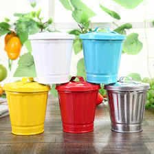 厂家批发可爱型垃圾桶创意有盖客厅卧室桌上拉圾桶储存罐花器花盆