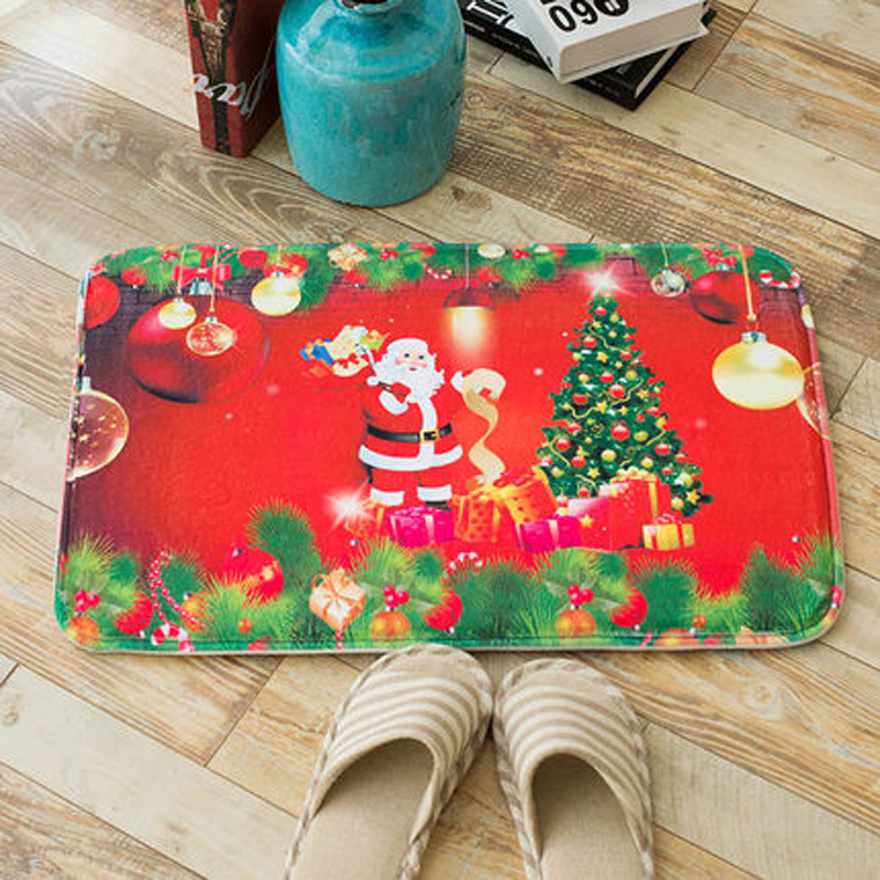 现货加厚印花欧美圣诞节地垫厨房脚垫浴室吸水防滑垫门垫进门地毯图