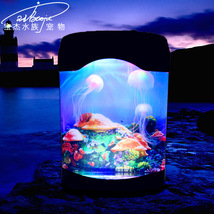 水母 鱼缸灯led亚克力变色水母造景灯迷你水族箱创意礼物外贸批发