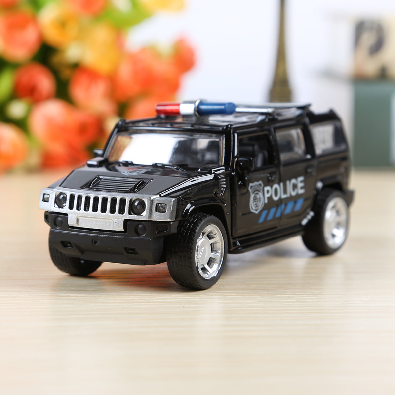 跨境1:42警车合金车模  儿童玩具汽车模型汽车摆件男孩玩具批发