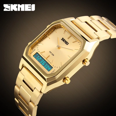 Time Beauty Men's Waterproof Steel Band electronic watch retro Fashion Business Watch Dual Display Multi-function watch Men's Watch reloj thumbnail