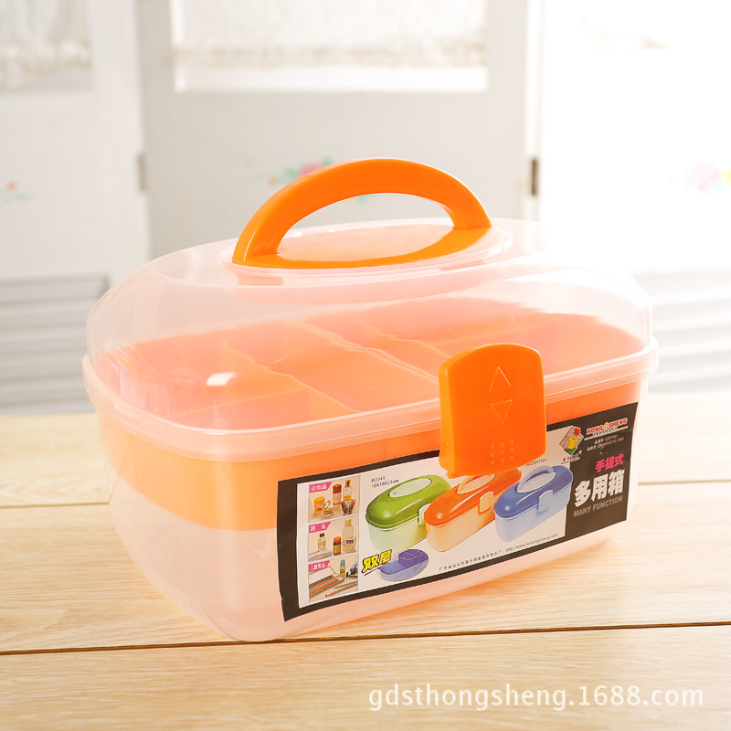 新款塑料加厚/化妆盒/工具箱药箱白底实物图