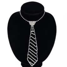 欧美饰品水钻领带长款项链 女式领结 时尚镶钻服装领带项链