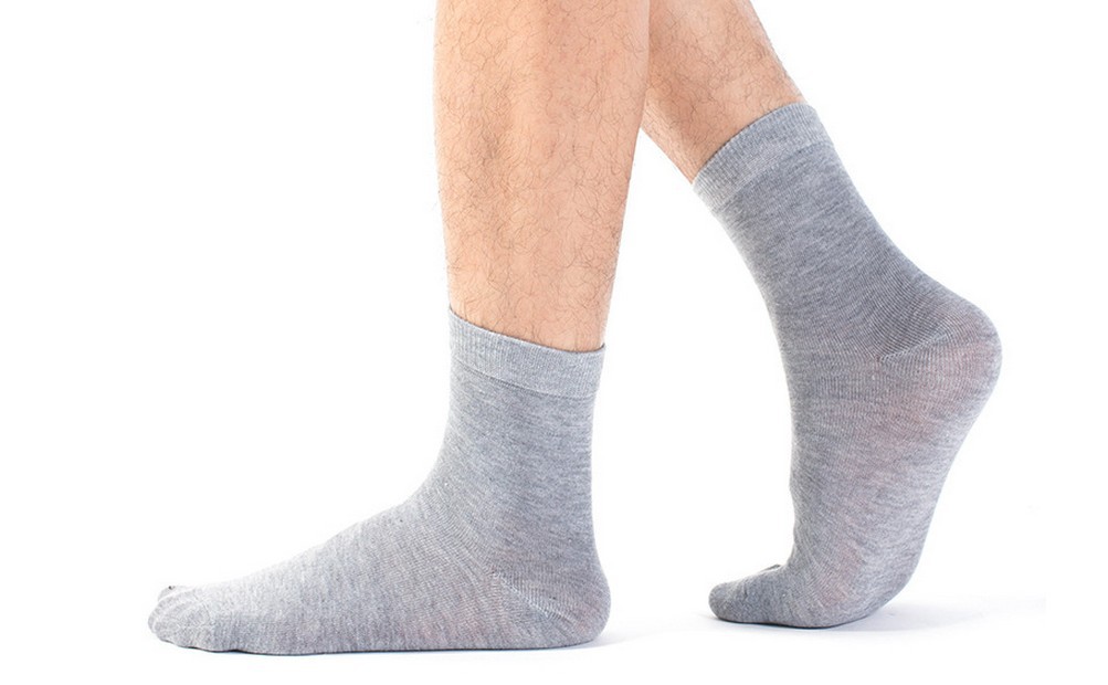 Spring and summer men's breathable business men's socks, mid-calf socks, men's solid color casual cotton socks manufacturer wholesale Specification image