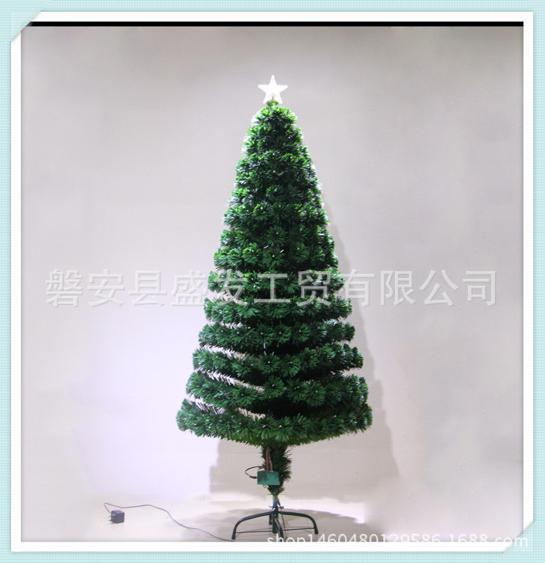 Green leaf fiber optic full-light Christmas tree factory direct sales and customization, various styles, sizes, materials, tree decoration wholesale Item Picture