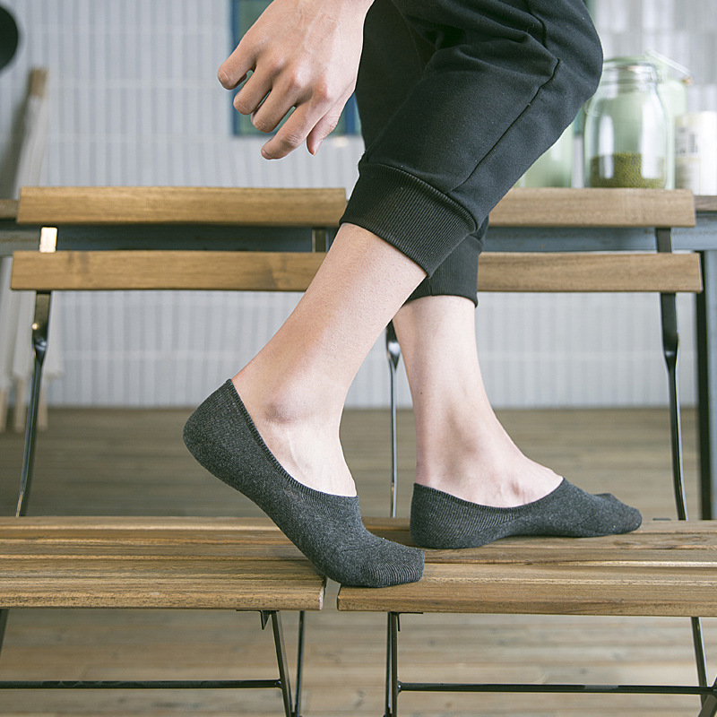 Men's Solid Color Boat Socks Summer Men's Invisible Socks Low Help Short Tube Breathable Men's Socks Thin Zhuji Factory Wholesale Specification drawing